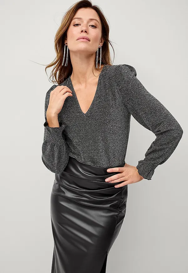 Ellos Collection - Glittrig topp - Silver