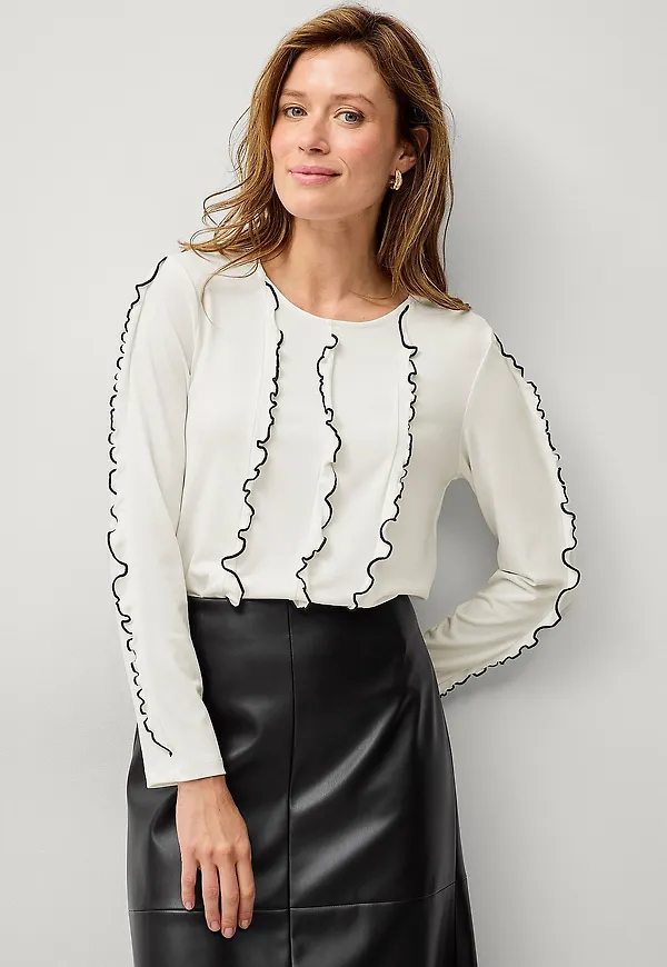Ellos Collection - Topp med volangdetaljer - Vit