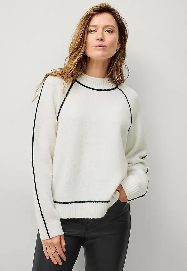 Ellos Collection - Tröja med kontrastfärgade detaljer - Vit