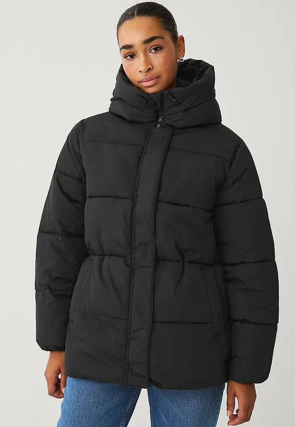 Ellos Collection - Vadderad jacka med huva - Svart