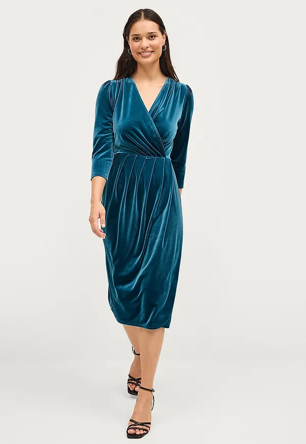 Ellos Collection - Velourklänning Dress Sessan - Blå