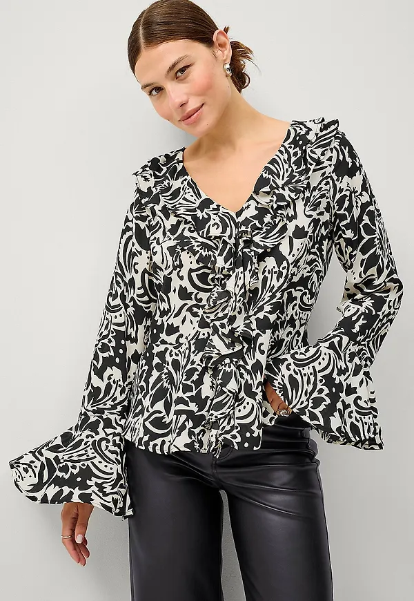 Ellos Collection - Blus i chiffong - Svart