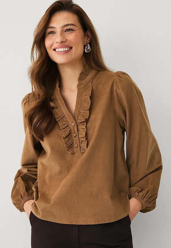 Ellos Collection - Blus i manchester - Brun
