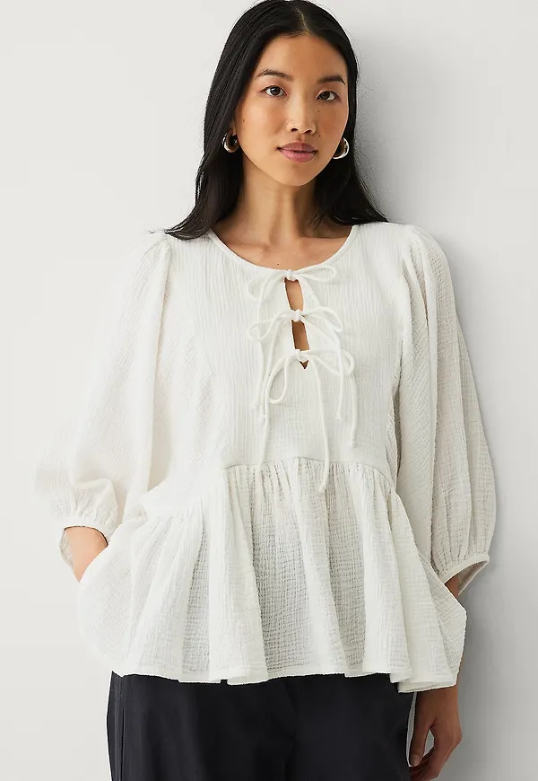 Ellos Collection - Blus i muslin - Vit