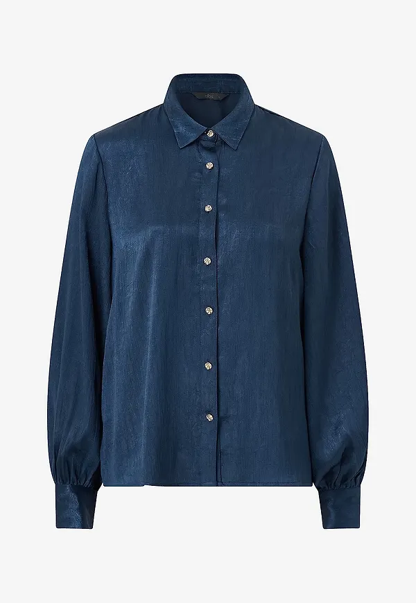 Ellos Collection - Blus i satin - Blå