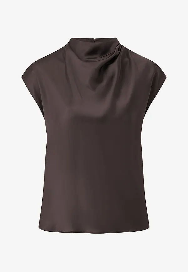Ellos Collection - Blus i satin - Brun