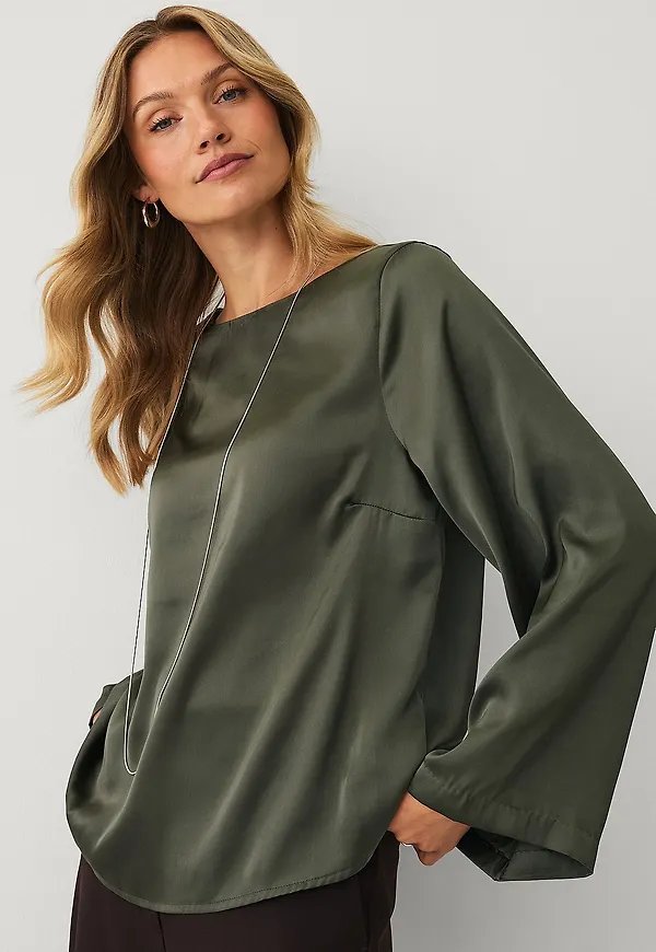Ellos Collection - Blus i satin - Grön
