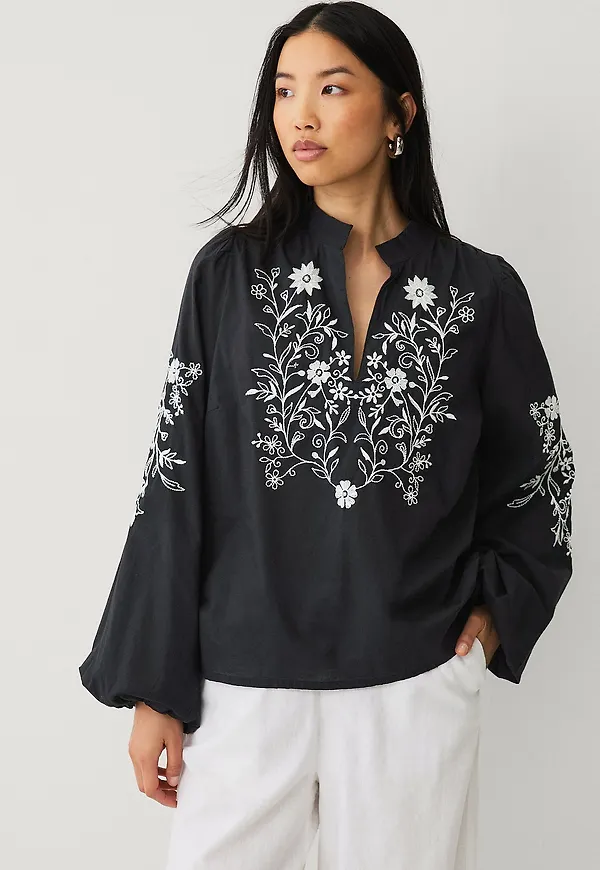 Ellos Collection - Blus med ballongärmar - Svart