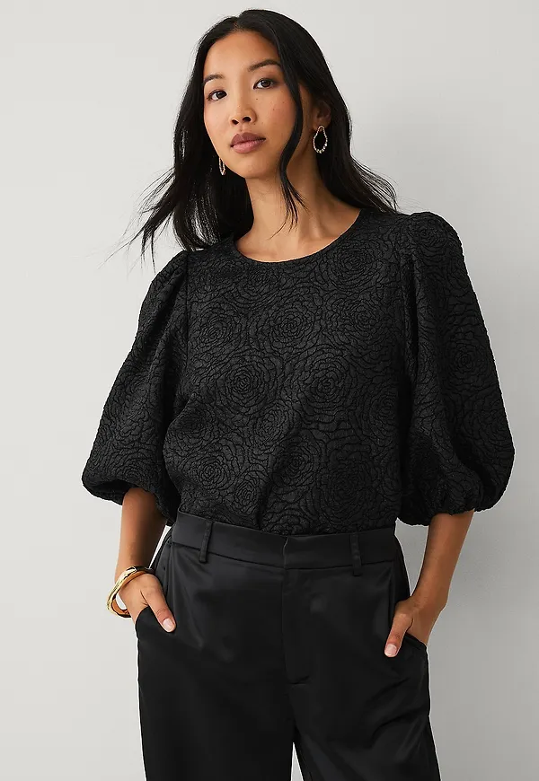 Ellos Collection - Blus med ballongärmar - Svart