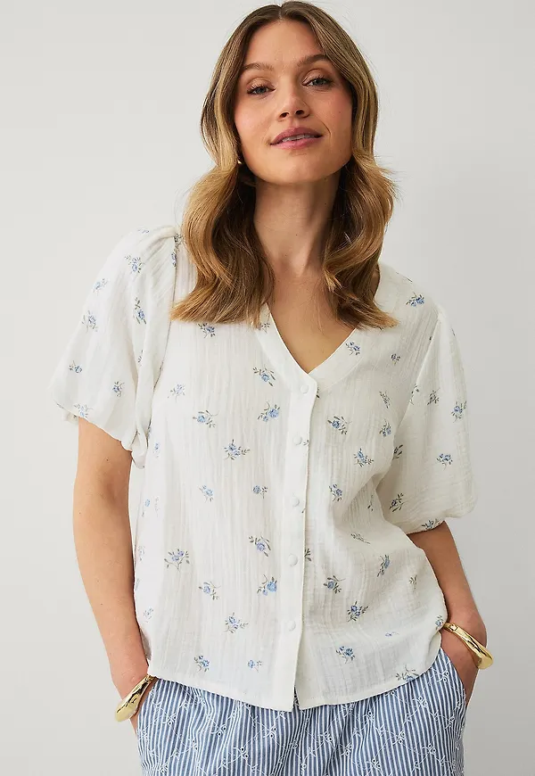 Ellos Collection - Blus med ballongärmar - Vit