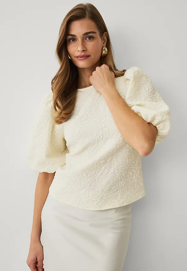 Ellos Collection - Blus med ballongärmar - Vit
