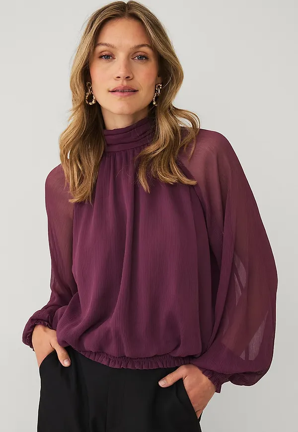 Ellos Collection - Blus med ballongeffekt - Lila