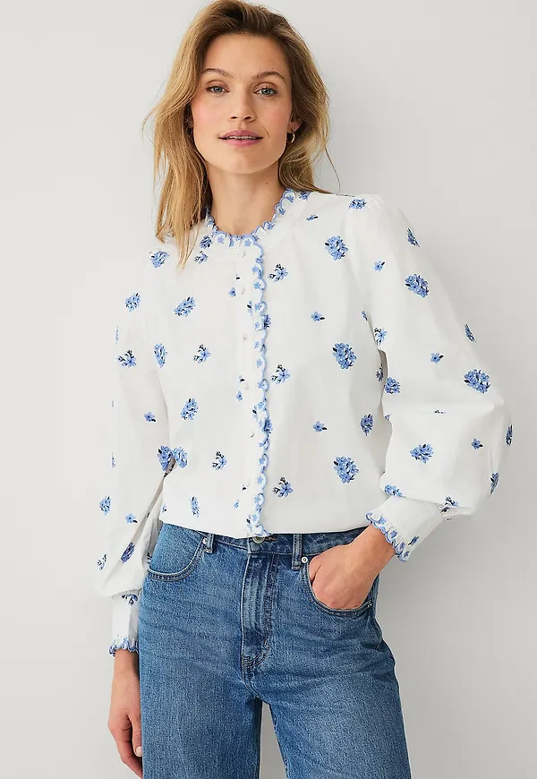 Ellos Collection - Blus med broderidetaljer - Vit