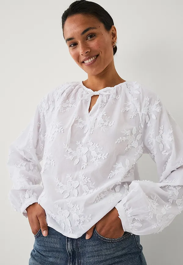 Ellos Collection - Blus med broderier - Vit