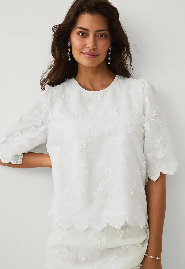 Ellos Collection - Blus med broderier - Vit