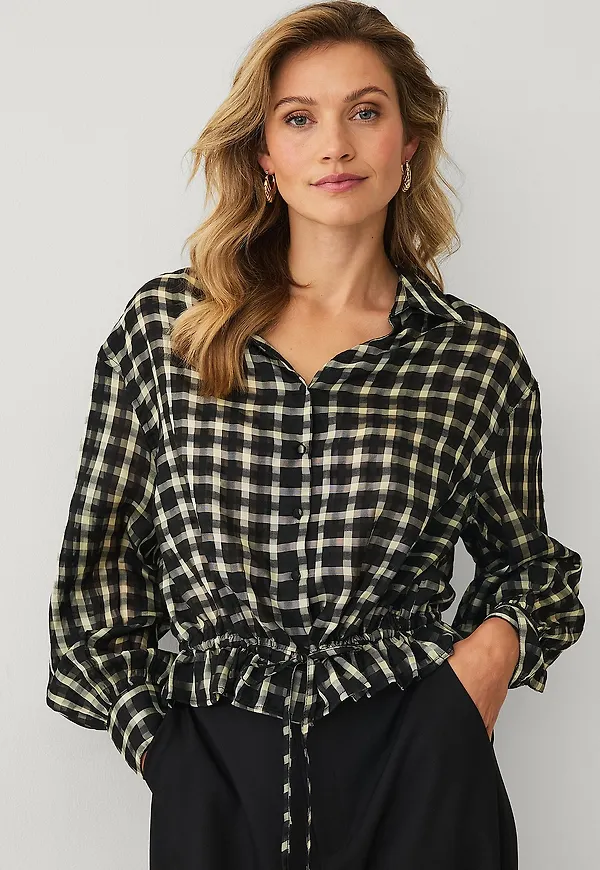 Ellos Collection - Blus med dragsko - Svart