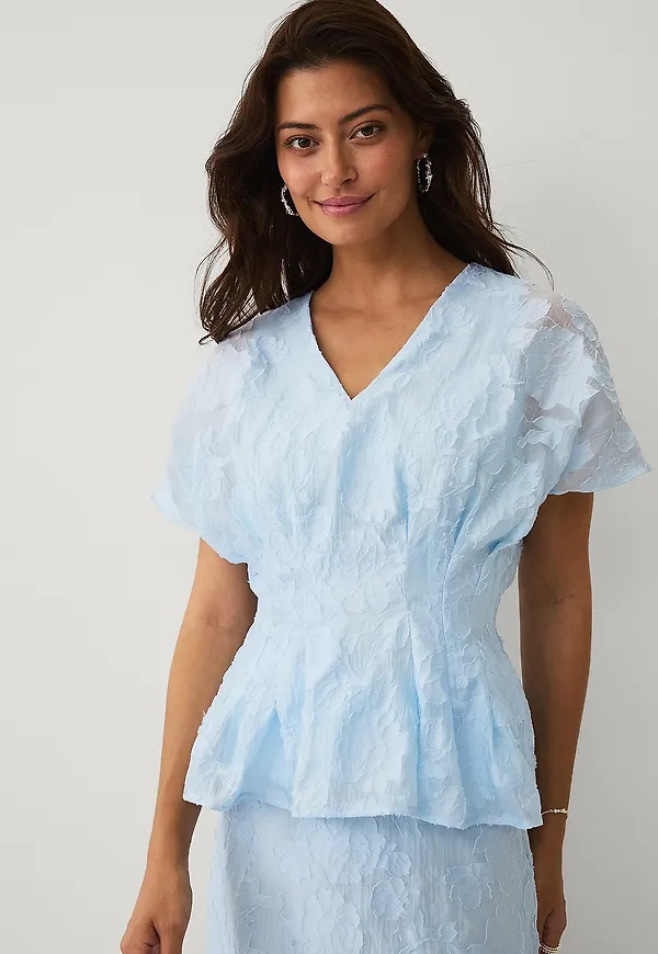 Ellos Collection - Blus med jacquardmönster - Blå