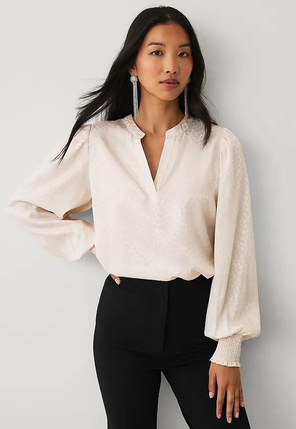 Ellos Collection - Blus med jacquardmönster - Vit