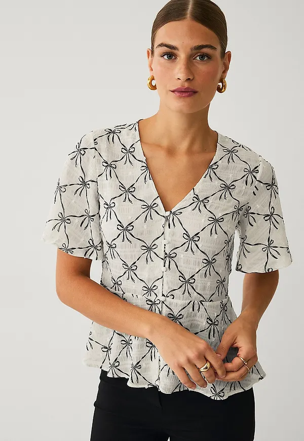Ellos Collection - Blus med knappar - Natur