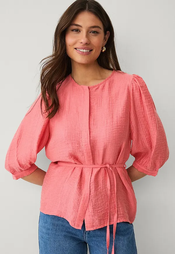 Ellos Collection - Blus med knytband - Rosa
