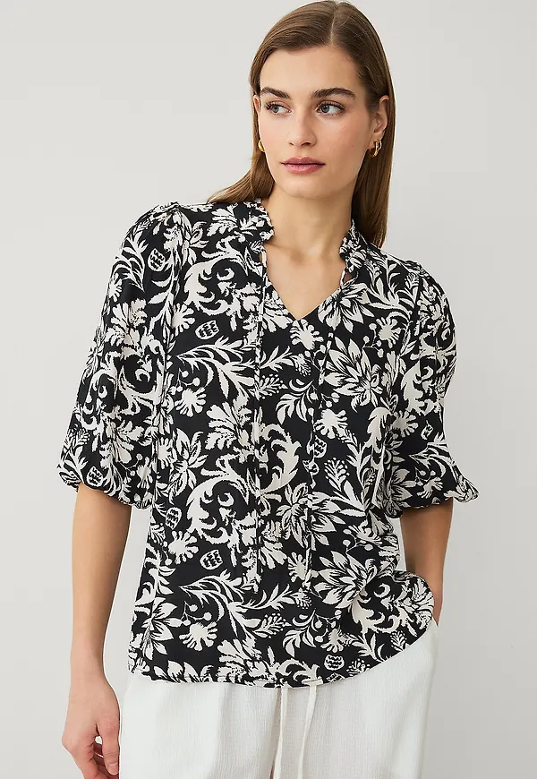 Ellos Collection - Blus med knytband - Svart