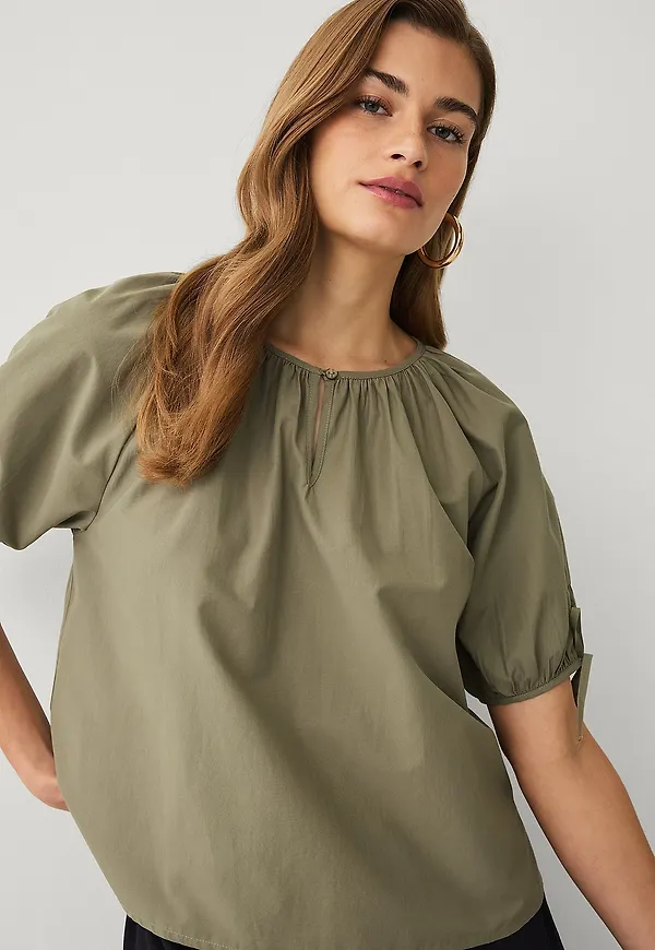 Ellos Collection - Blus med nyckelhålsöppning - Grön