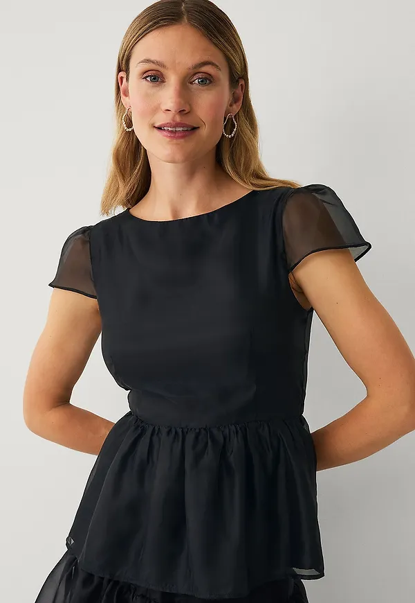 Ellos Collection - Blus med peplum - Svart