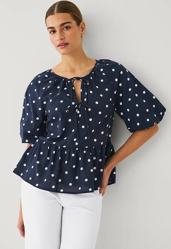 Ellos Collection - Blus med puffärm - Blå
