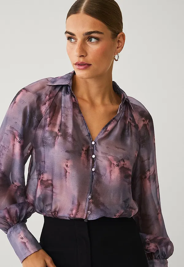Ellos Collection - Blus med puffärmar - Lila