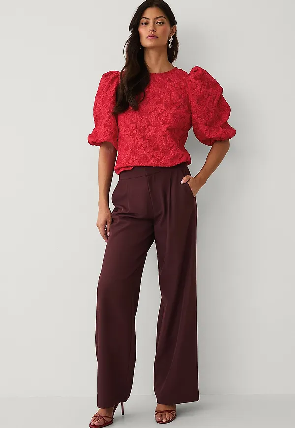 Ellos Collection - Blus med puffärmar - Röd