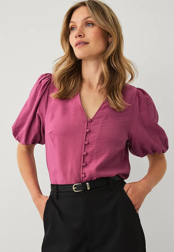 Ellos Collection - Blus med puffärmar - Rosa