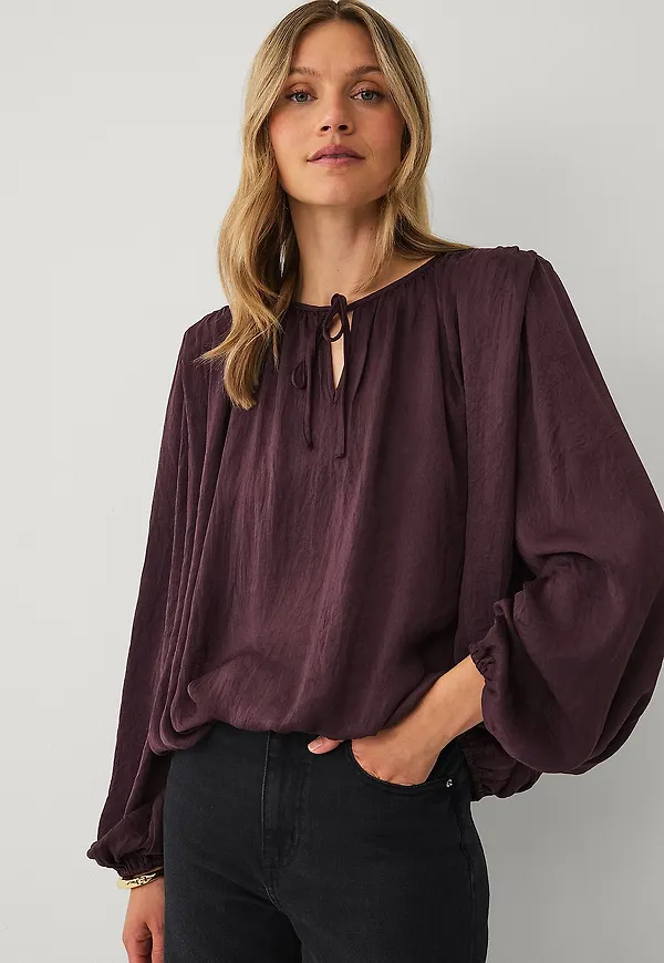 Ellos Collection - Blus med rynkdetaljer - Brun