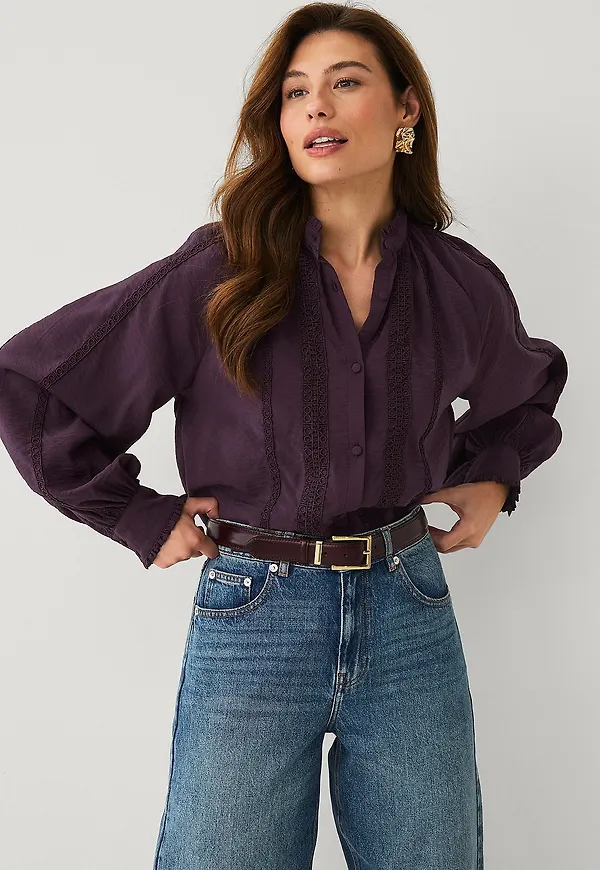 Ellos Collection - Blus med spetsdetaljer - Lila