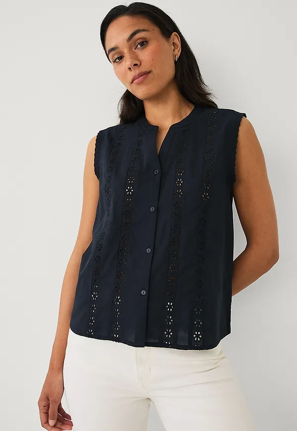 Ellos Collection - Blus med spetsdetaljer - Svart