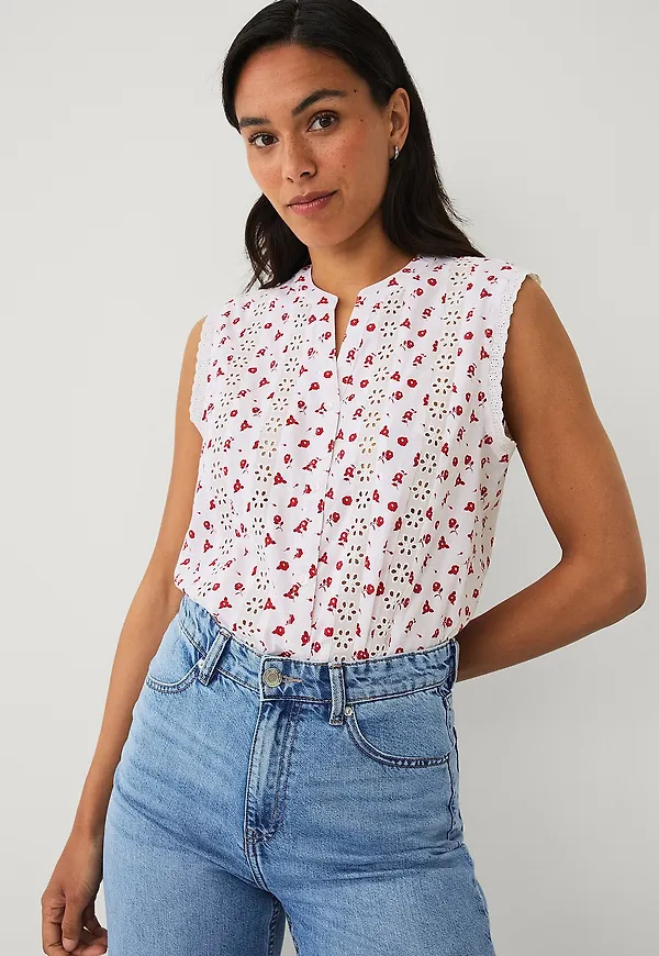 Ellos Collection - Blus med spetsdetaljer - Vit