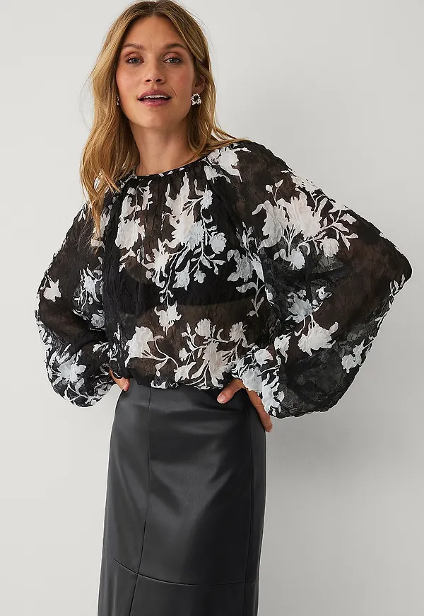Ellos Collection - Blus med struktur - Svart