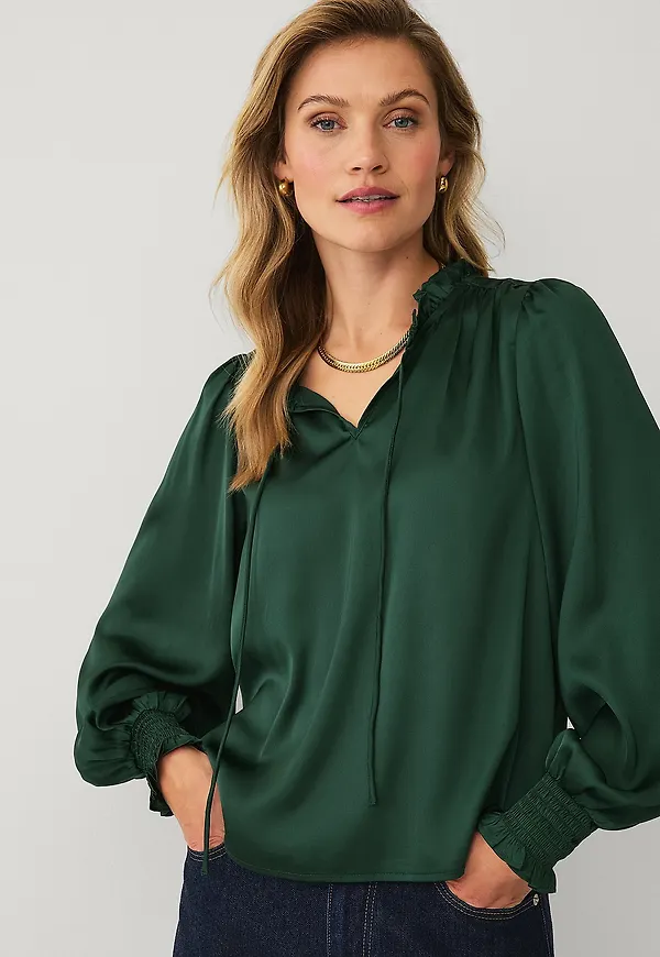 Ellos Collection - Blus med volanger - Grön