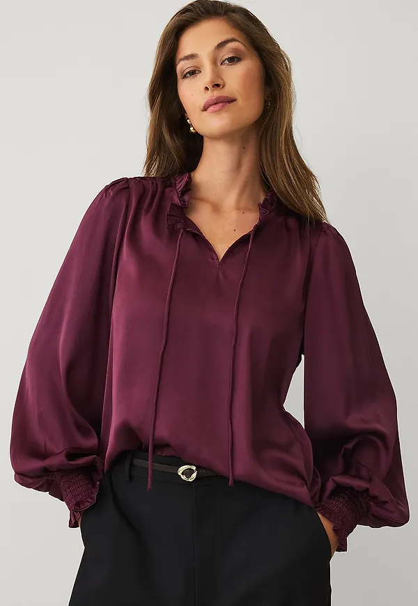 Ellos Collection - Blus med volanger - Röd
