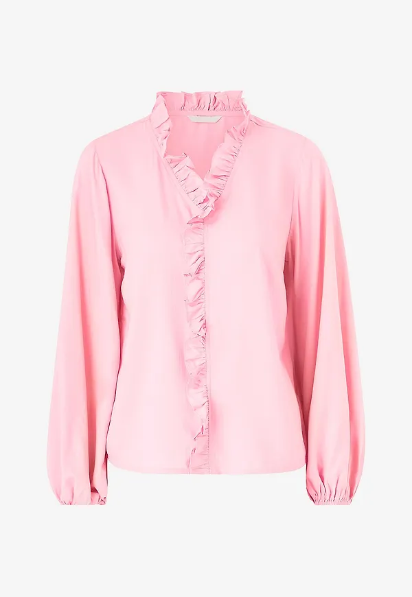 Ellos Collection - Blus med volanger - Rosa