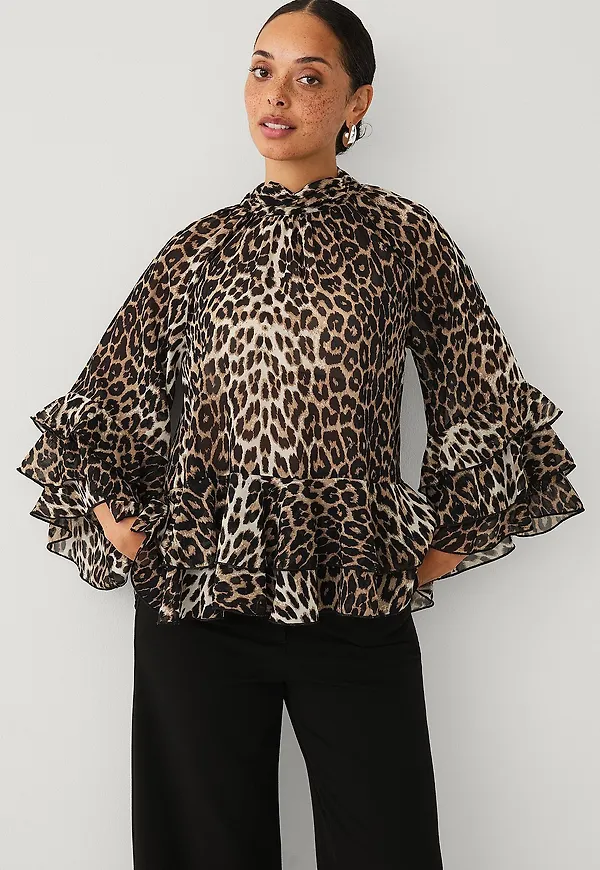 Ellos Collection - Blus med volanger - Svart