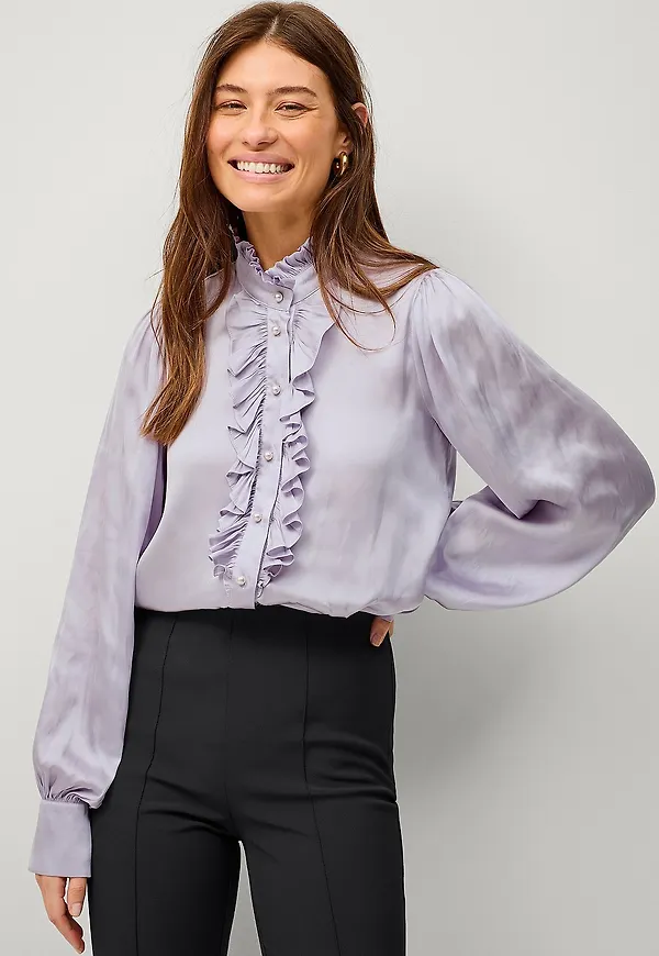 Ellos Collection - Blus med krås - Lila