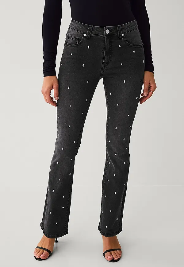 Ellos Collection - Bootcut jeans med strass - Grå