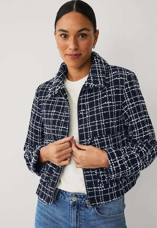 Ellos Collection - Boxig jacka i tweed - Blå