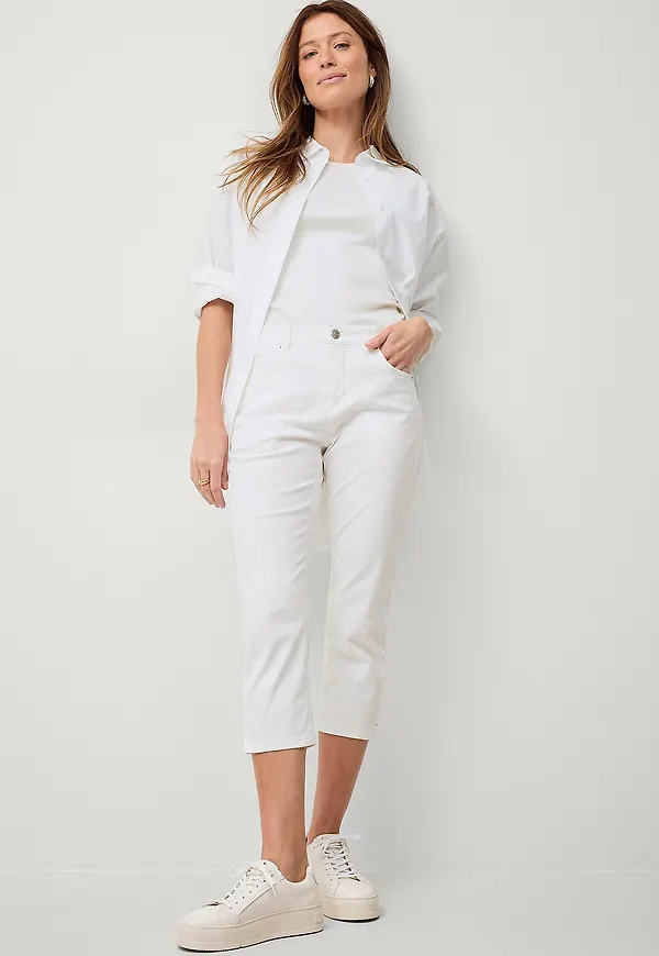 Ellos Collection - Capribyxor i twill - Vit
