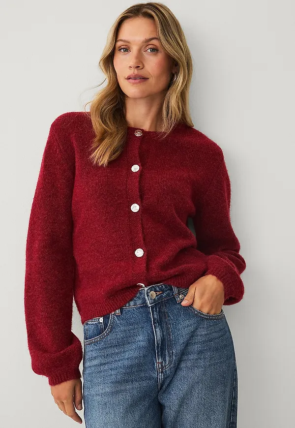 Ellos Collection - Cardigan med ballongärmar - Röd