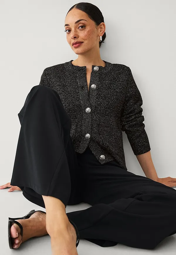 Ellos Collection - Cardigan med guldfärgade knappar - Svart
