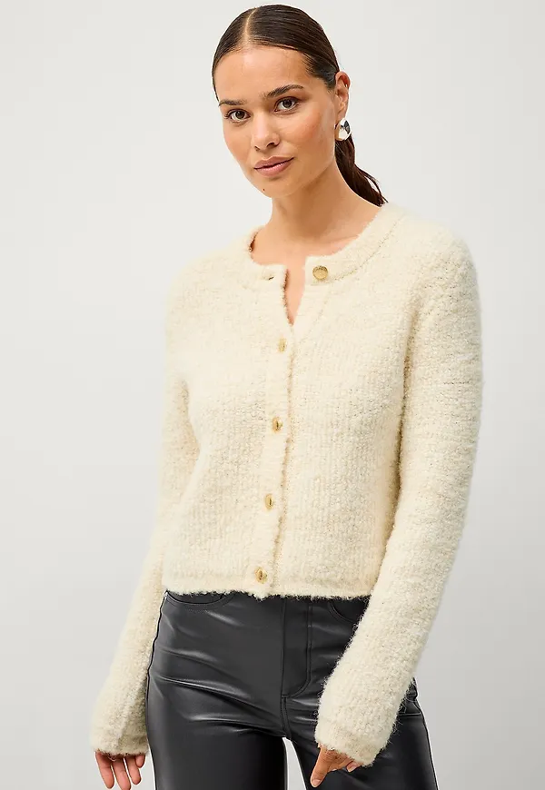 Ellos Collection - Cardigan med guldfärgade knappar - Vit