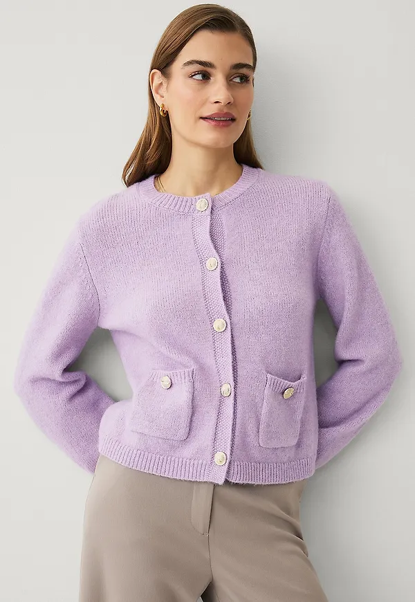 Ellos Collection - Cardigan med guldknappar - Lila