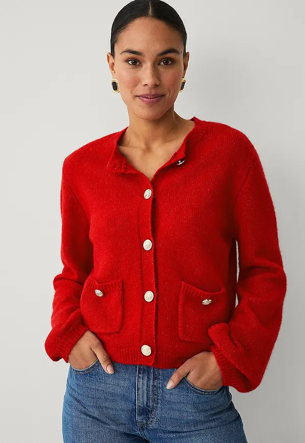 Ellos Collection - Cardigan med guldknappar - Röd