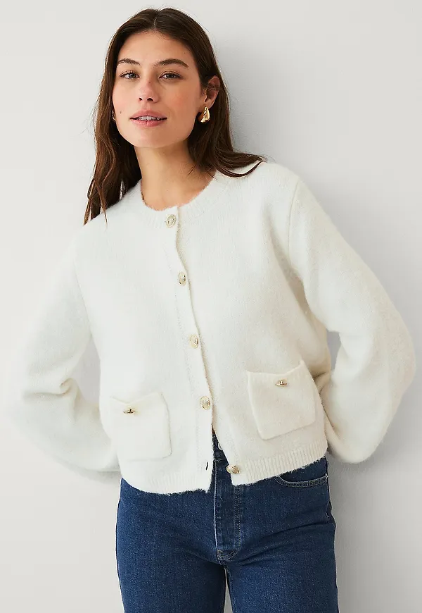 Ellos Collection - Cardigan med guldknappar - Vit